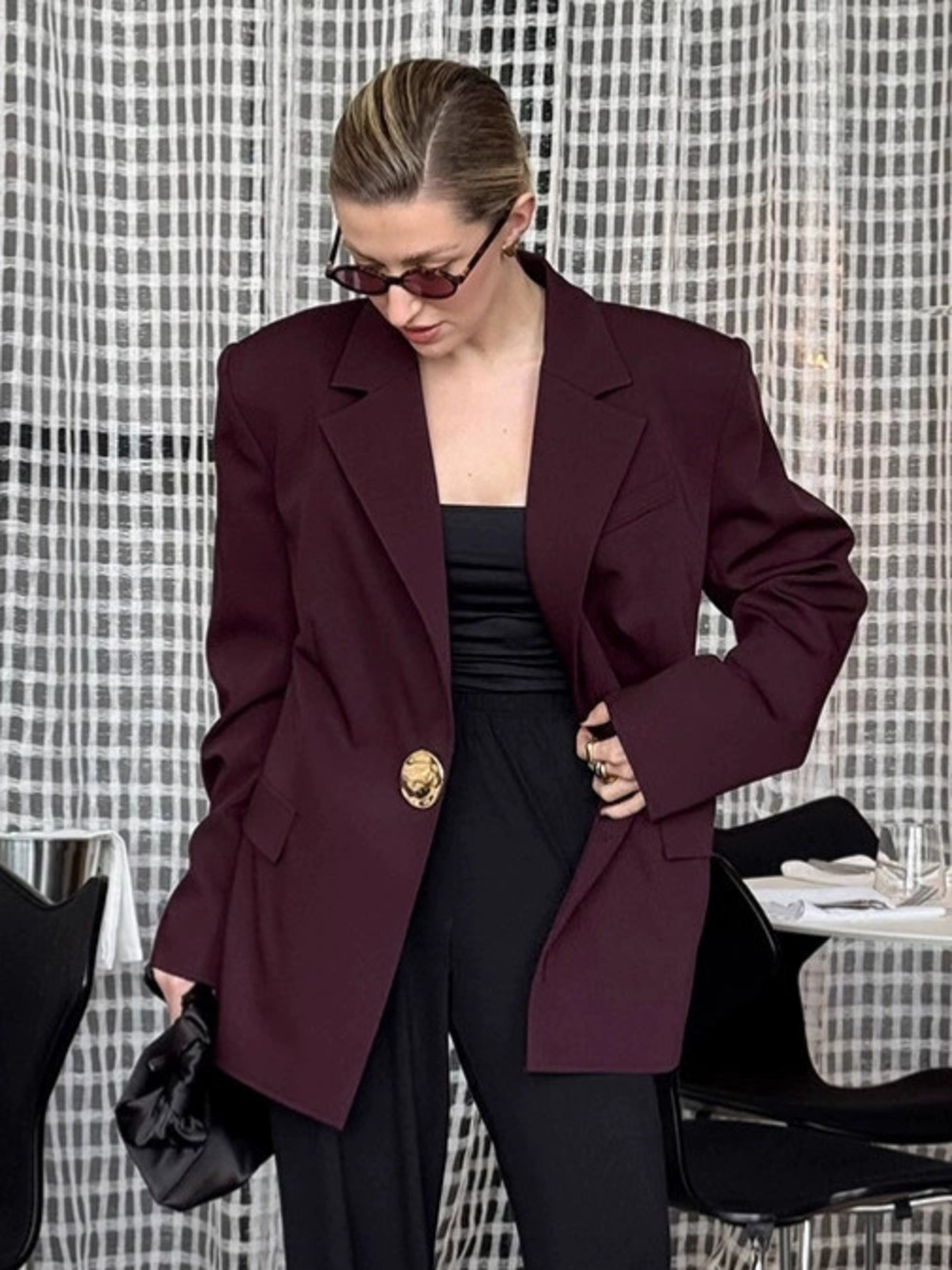 Forever 21 Burgundy Blazer Oversized Fall Winter Professional